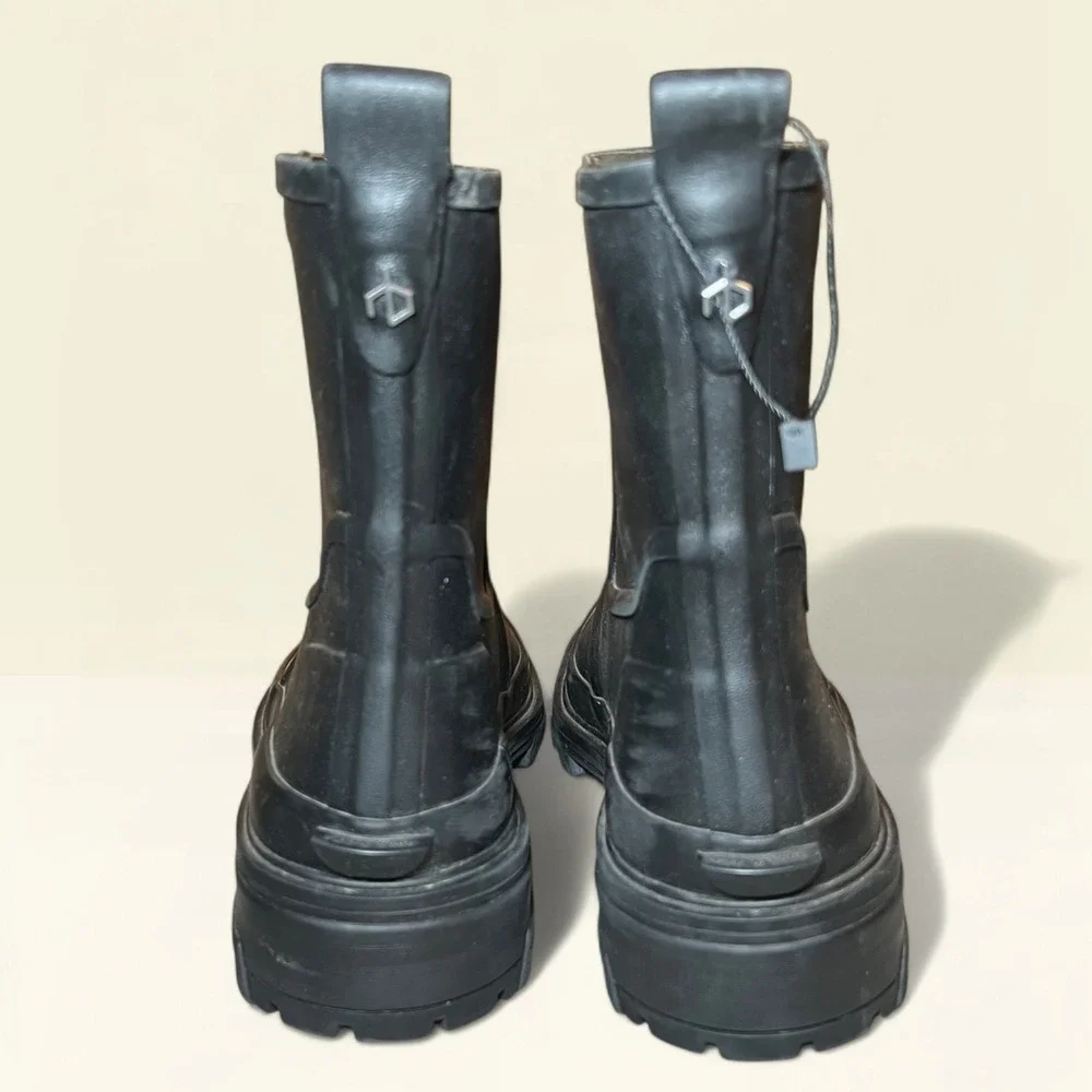 Rag &‎ Bone SHILOH Rain Boots 38 Women's Waterproof Rubber Moto Boots Black Sole